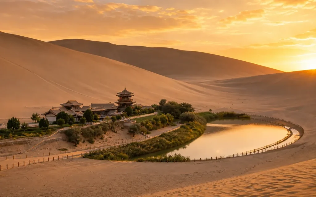 14-Day Silk Road Self-Drive Tour: Xi'an to Urumqi with travelers and a local guide amid Silk Road heritage, desert