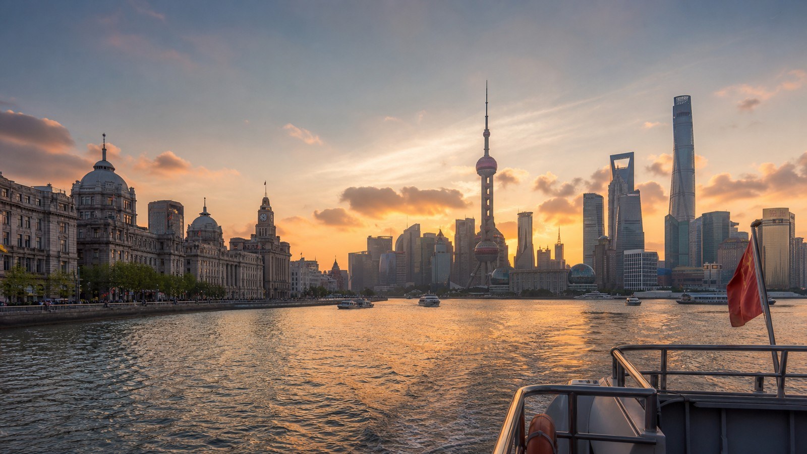Shanghai arrival from the Huangpu River; Arrival in Shanghai, Day 1 of 13-Day China Group Tour from Shanghai with Holy Tibet Discovery