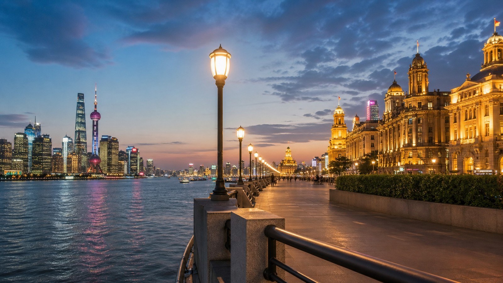 Shanghai arrival evening on the Bund; Arrival in Shanghai, Day 1 of 13-Day Shanghai Guilin Yangtze Xi'an Beijing Small Group Tour