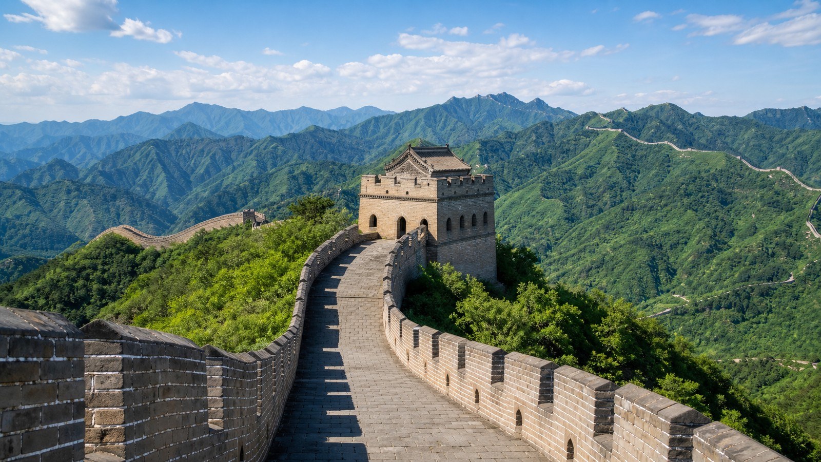 Walking on Mutianyu Great Wall in summer; Beijing Great Wall Tour, Day 12 of 13-Day Shanghai Guilin Yangtze Xi'an Beijing Small Group Tour