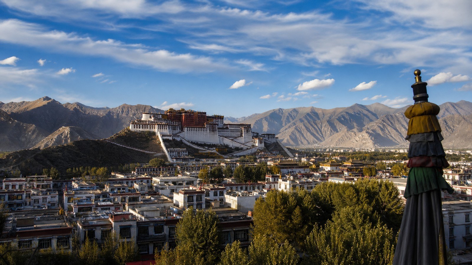 Lhasa valley and Potala Palace panorama; Chengdu to Lhasa by Air, Day 8 of 15-Day Classic China, Panda & Holy Tibet Small Group Tour