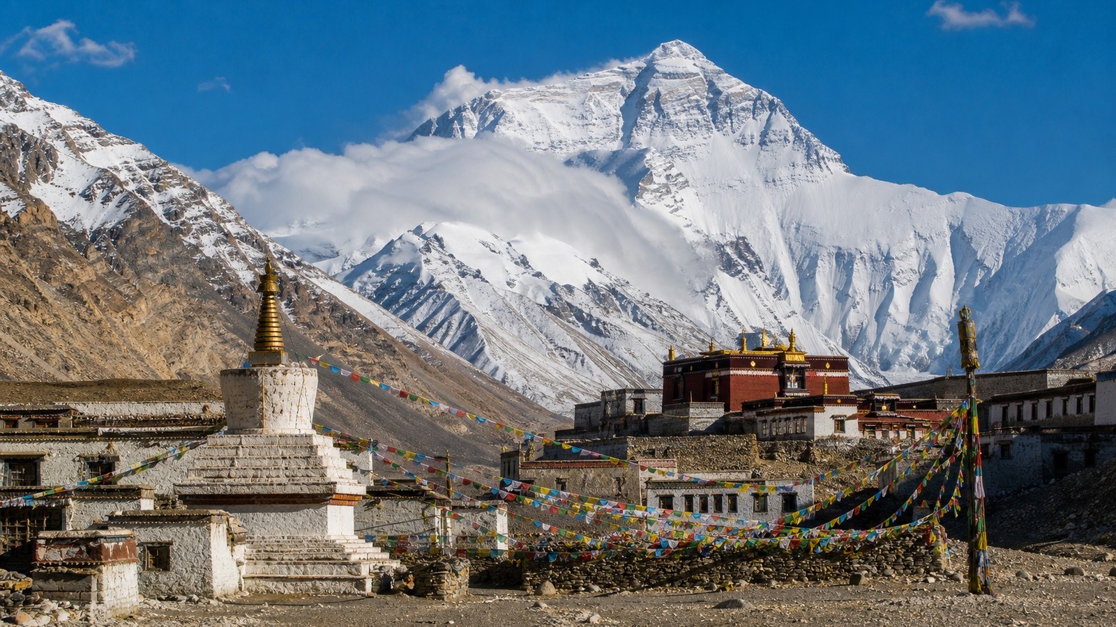 Rongbuk Monastery beneath Mount Everest; Shigatse - Mt. Everest, Day 11 of 15-Day Classic China, Panda & Holy Tibet Small Group Tour