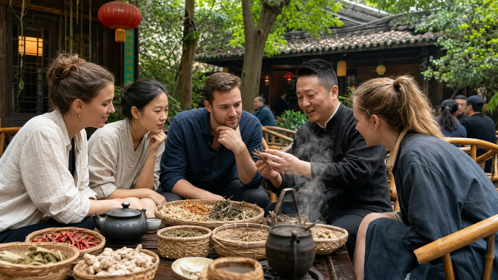 Bashu herb culture experience in a Chengdu teahouse
