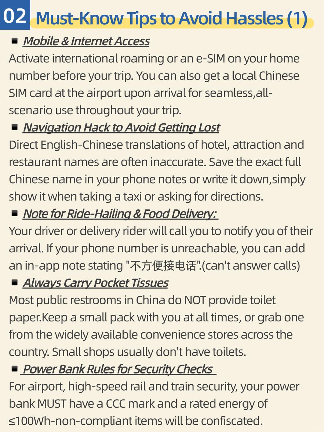 China arrival preparation tips in English