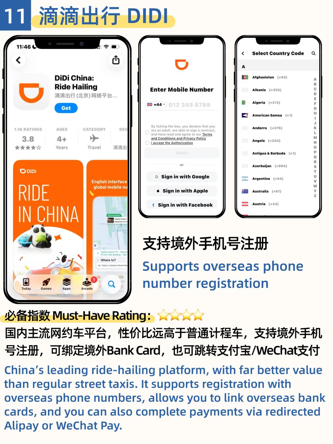 DiDi China registration with an overseas phone number