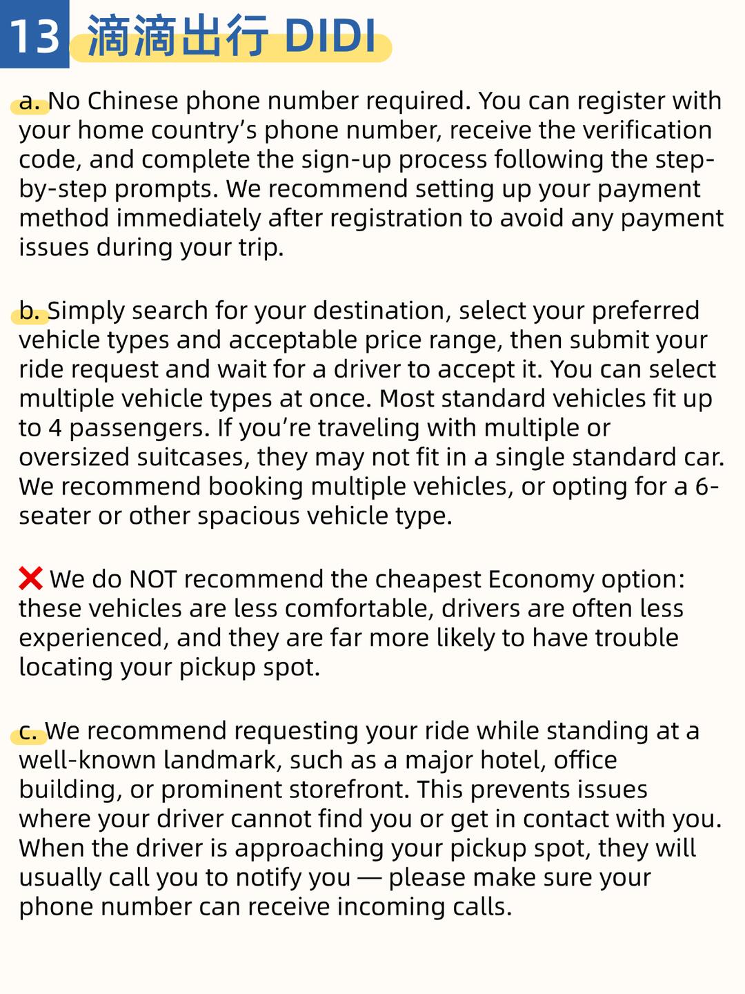 DiDi ride booking tips in English