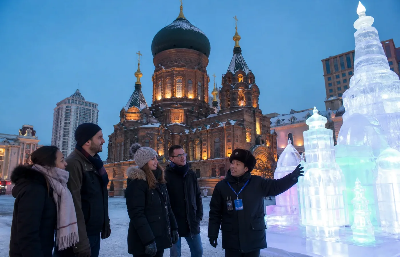 China Snow Town Sunrise and Return to Harbin on the 5-Day Harbin & China Snow Town Winter Tour