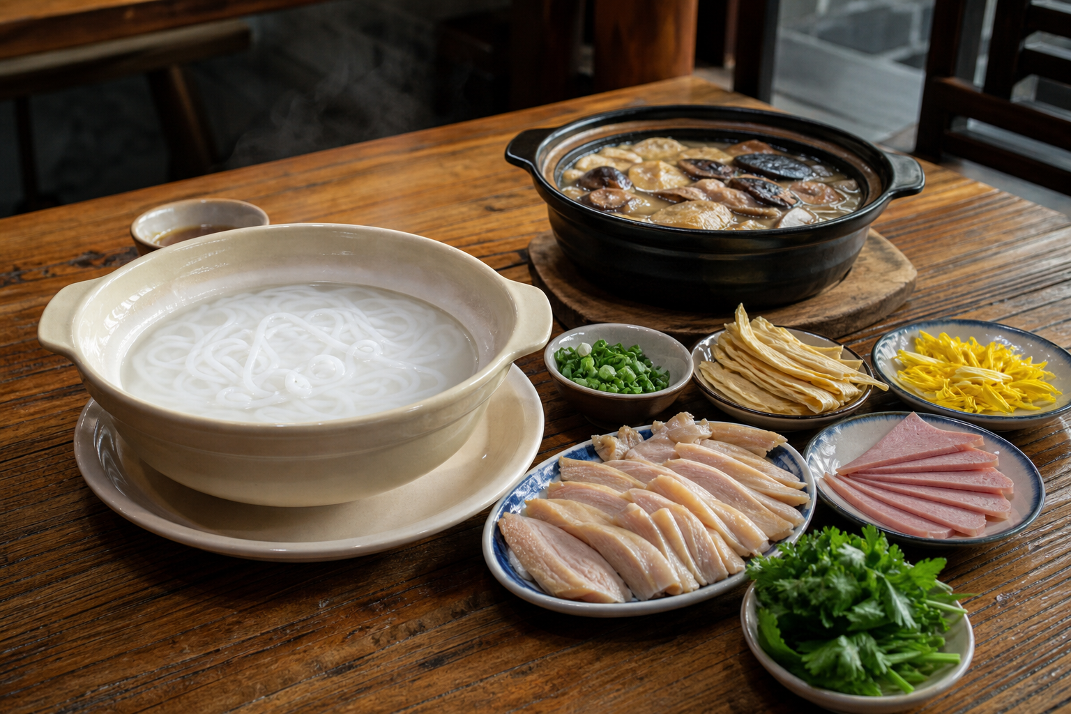 Kunming crossing-the-bridge rice noodles and cooked Yunnan mushroom hotpot