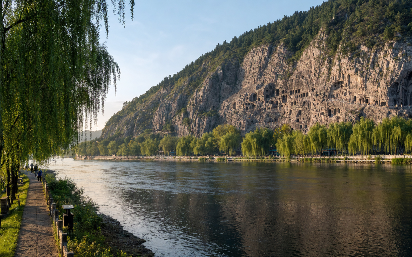 Longmen Grottoes beside the Yi River in Luoyang, Henan
