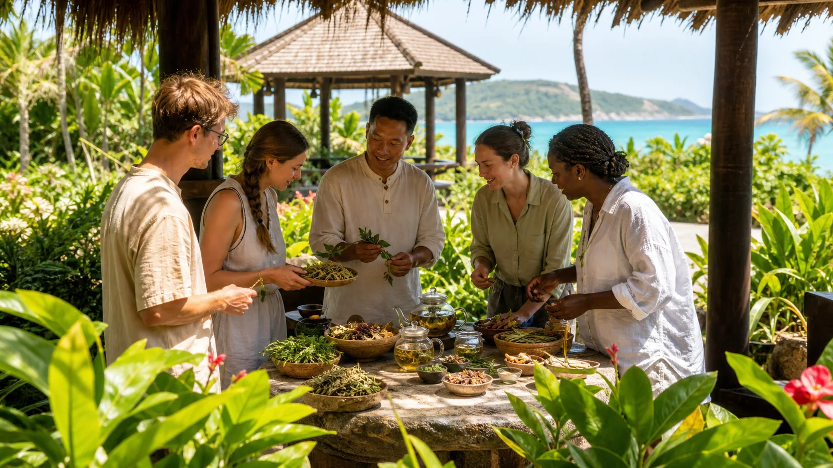Tropical herbal tea garden workshop in Sanya