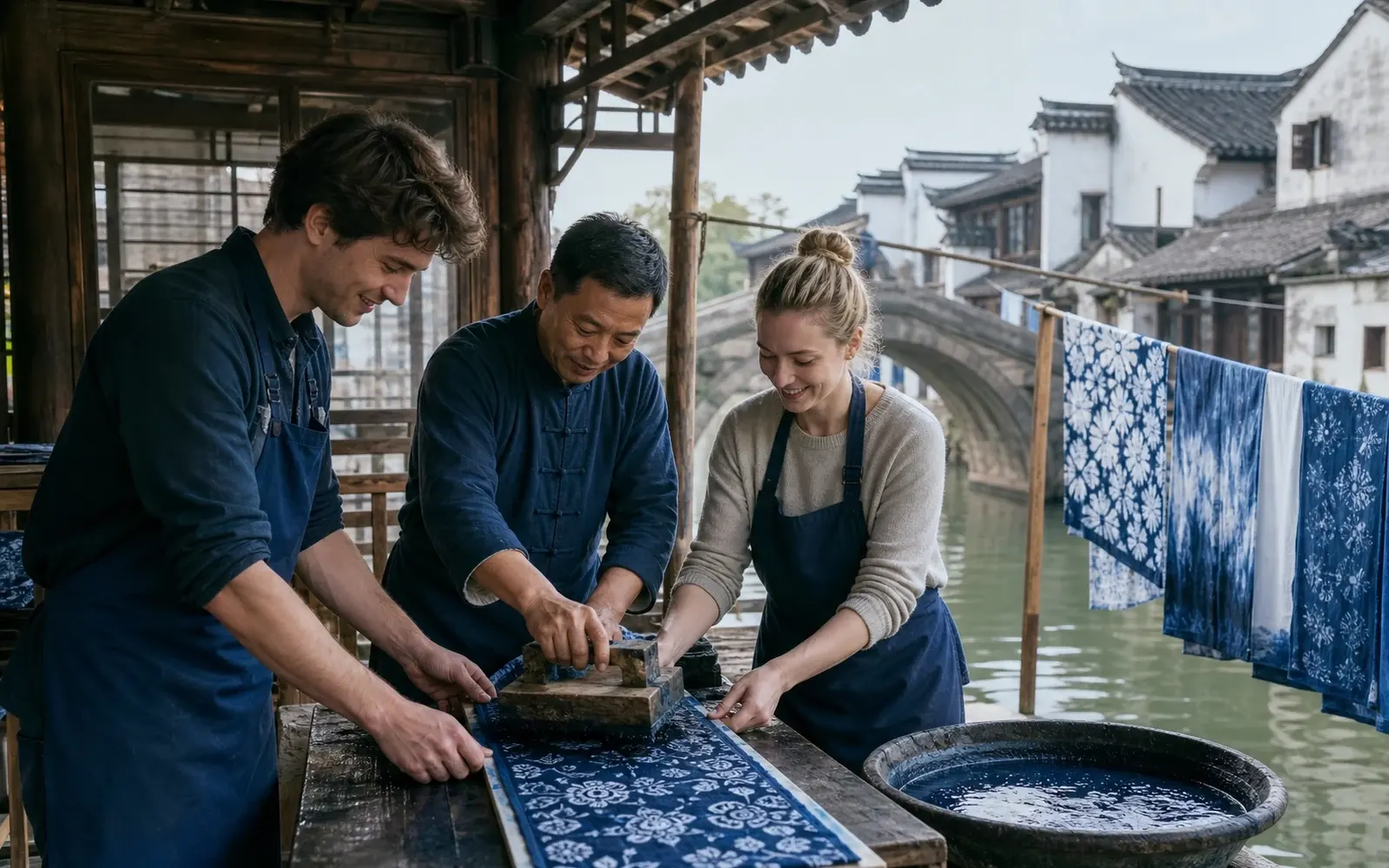 Wuzhen Indigo Dye, Local Food and Evening Canal on the 1-Day Wuzhen Indigo Dye, Local Food & Night Canal Tour Wuzhen Indigo Dye, Local Food and Evening Canal on the 1-Day Wuzhen Indigo Dye, Local Food & Night Canal Tour