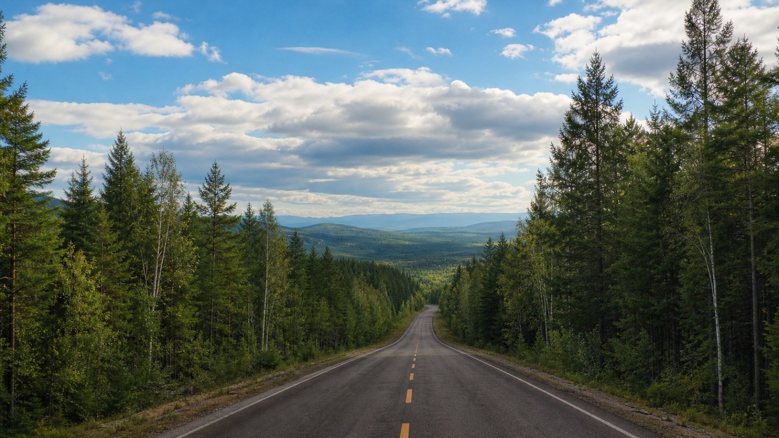G331 road through Greater Khingan Mountains forest toward Mohe