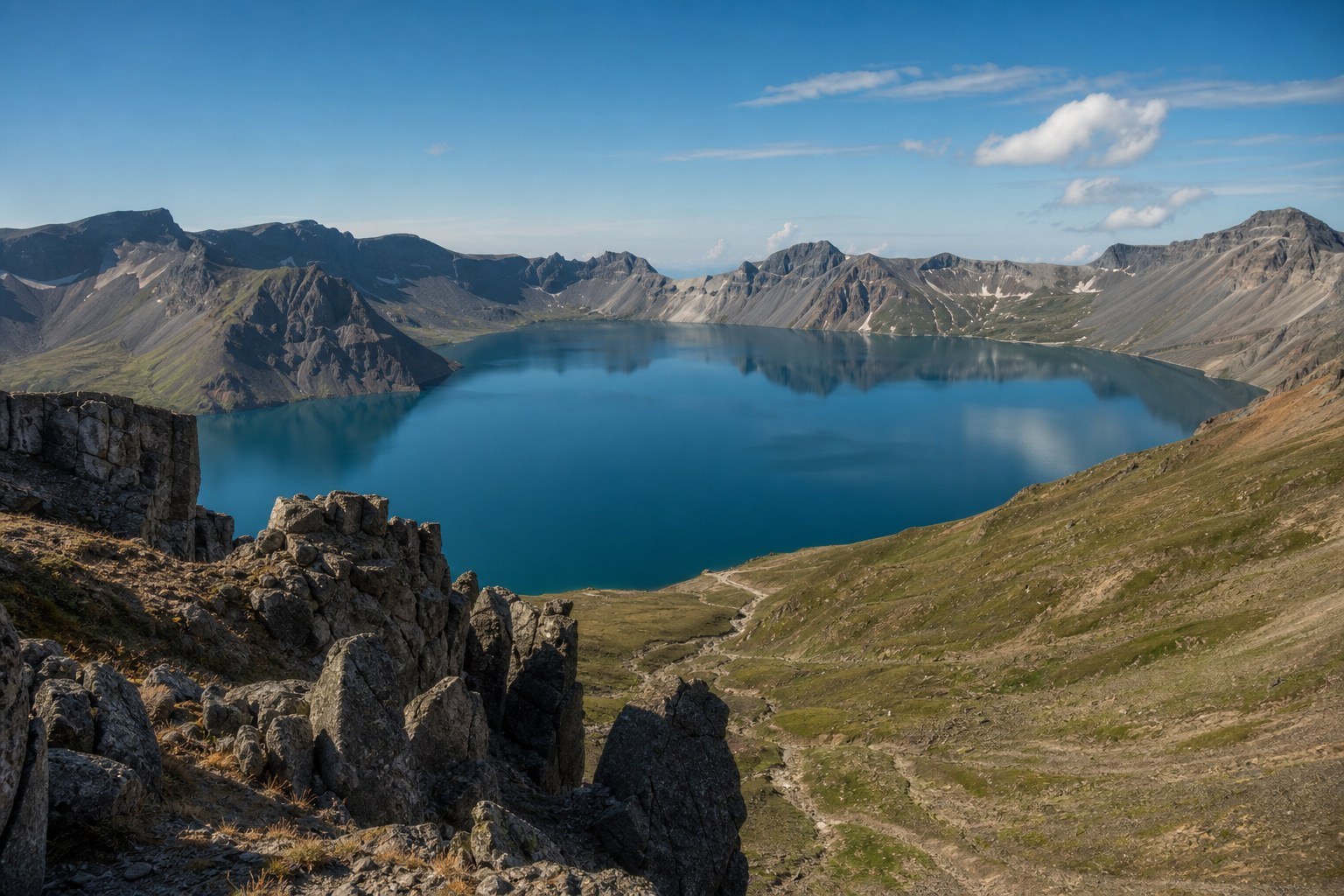 Tianchi crater lake and basalt landscapes on Changbai Mountain