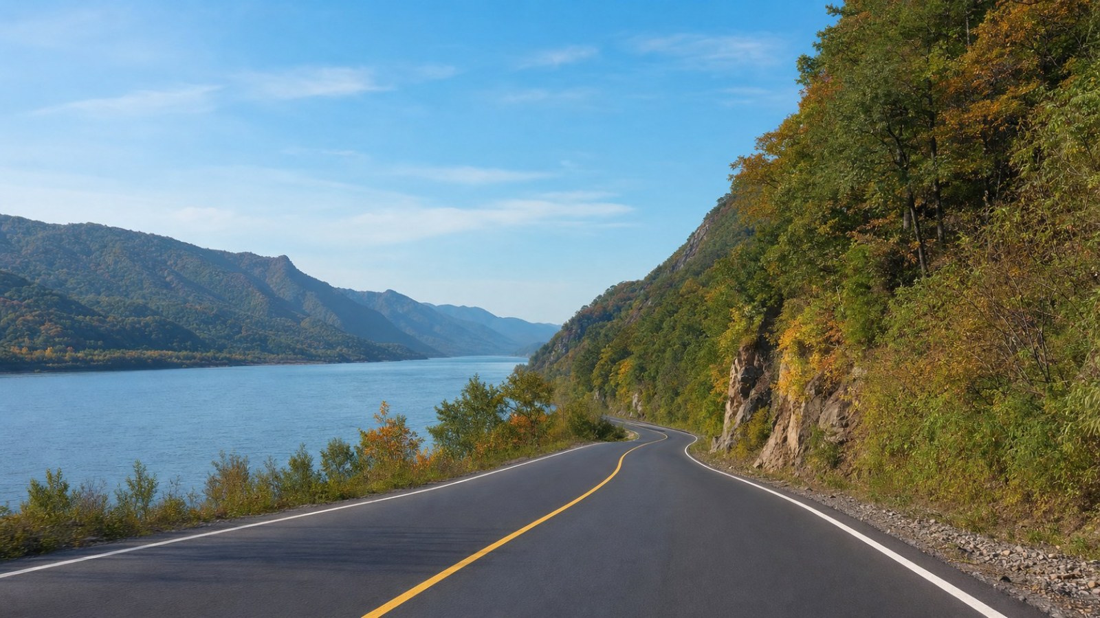 G331 scenic road following the river between Dandong and Ji'an