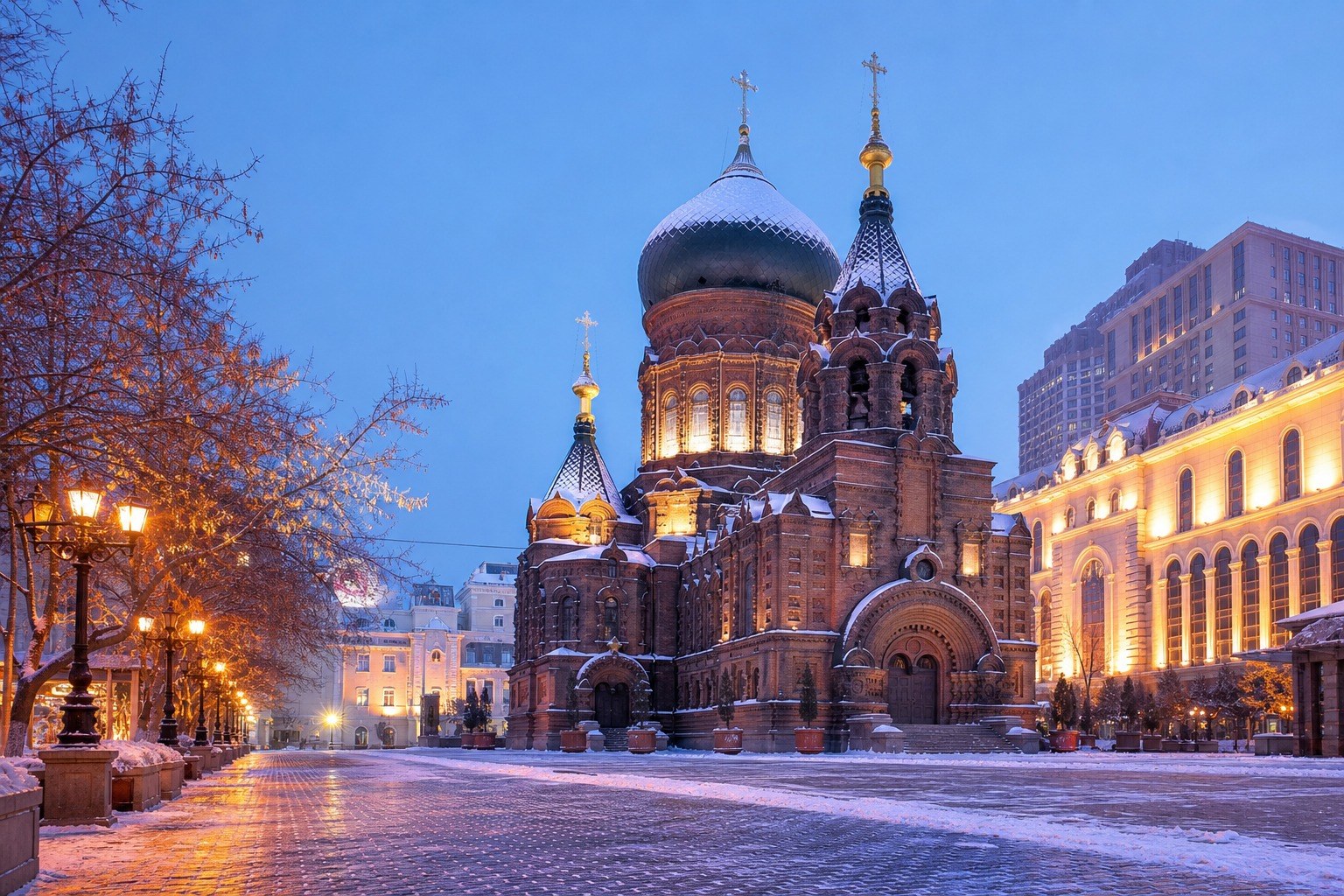 Harbin Central Street and Saint Sophia Cathedral, Day 6 of 9-Day Northeast China Winter Tour: Shenyang, Jilin, Changbai Mountain & Harbin