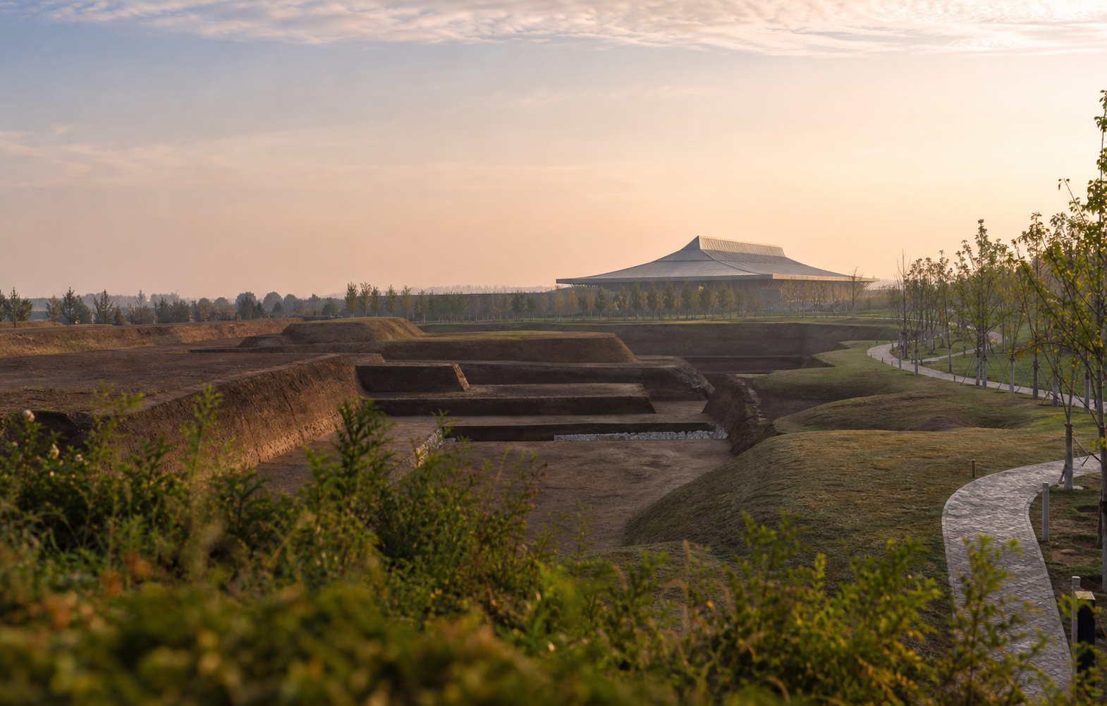 Archaeological landscape and museum near the Yin Ruins in Anyang, Henan