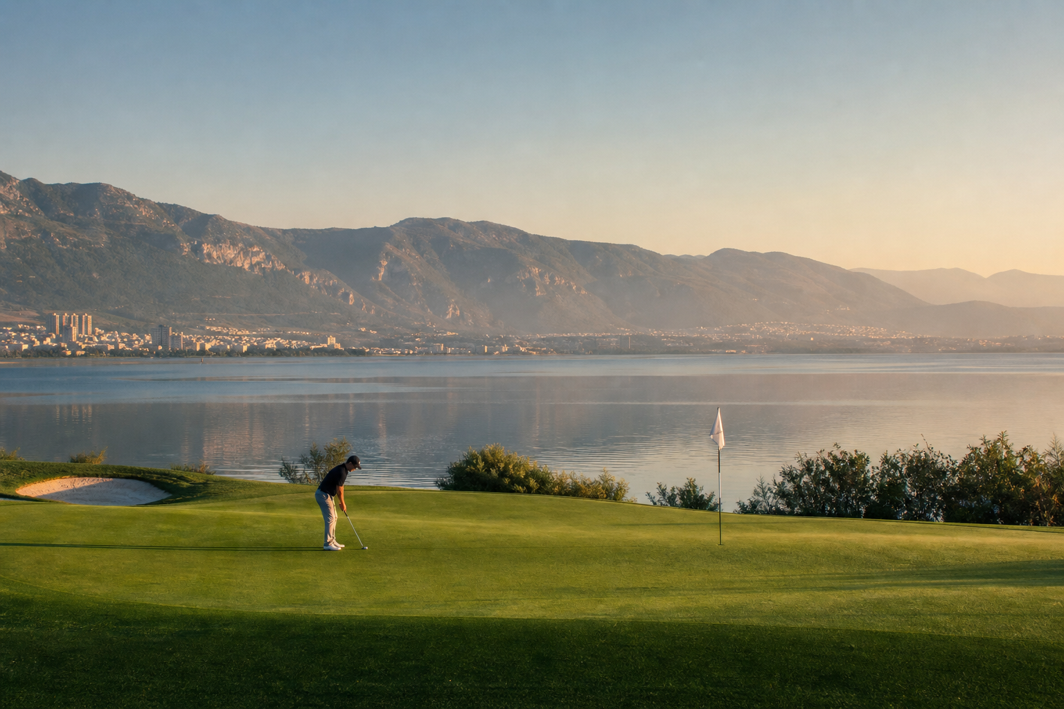 Illustrative highland golf scene for a multi-round China golf itinerary