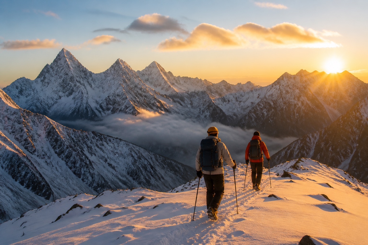 Guided hikers on a Mount Siguniang summit route in western Sichuan