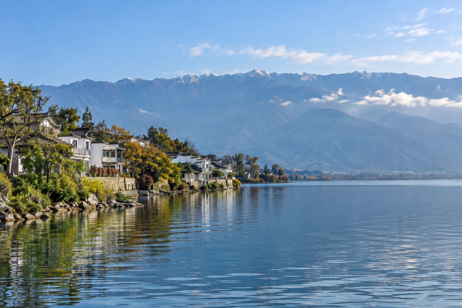 Erhai Lake and the Cangshan foothills in Dali
