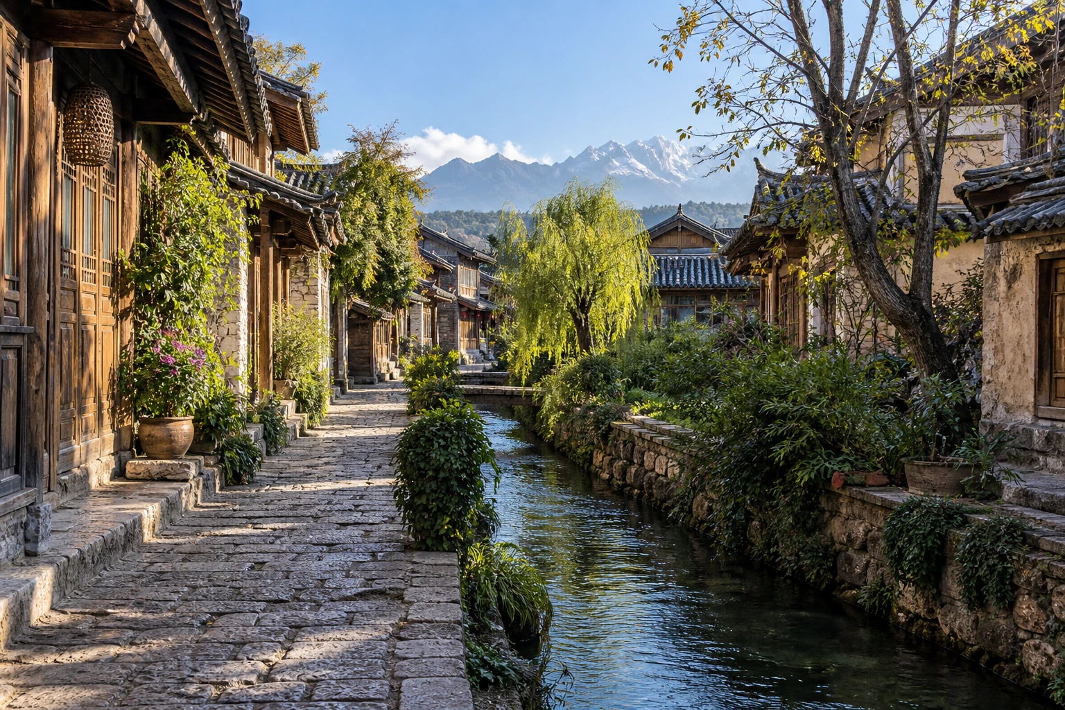 Stone lanes and timber houses in Lijiang