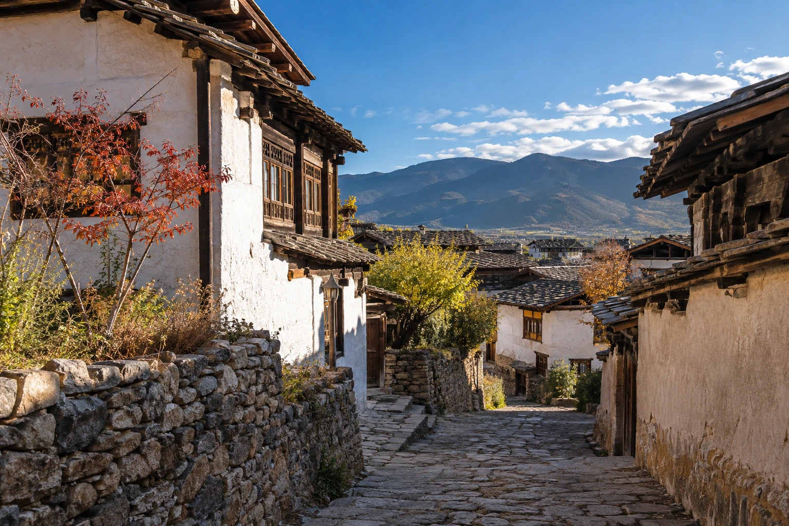 Tibetan-style houses in Shangri-La