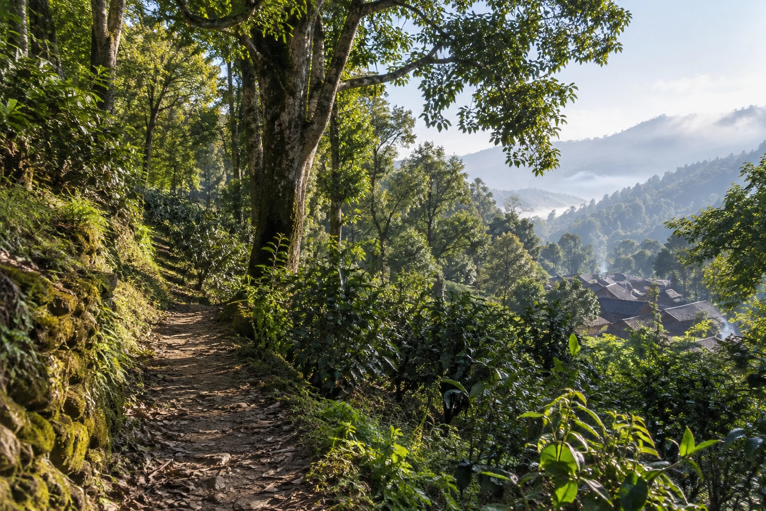 A forest-edge path near Mangjing on Jingmai Mountain