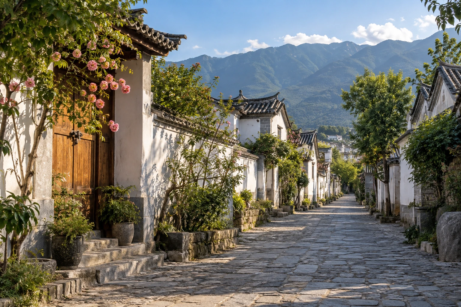 White walls and tiled roofs in Dali Old Town