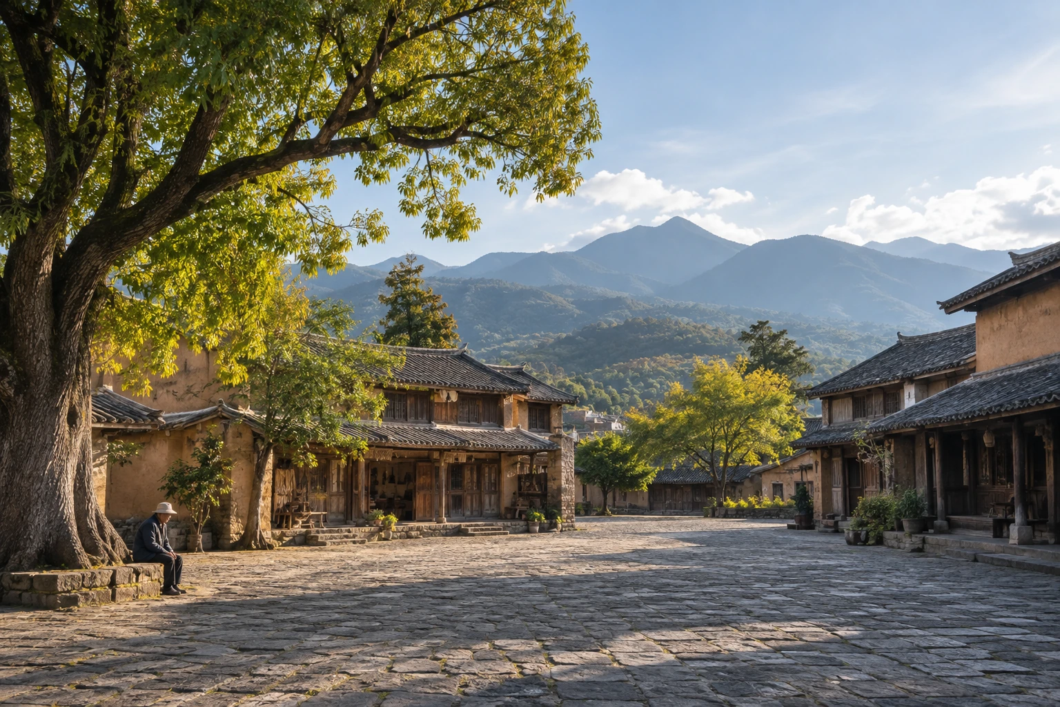 A quiet courtyard and old street in Shaxi