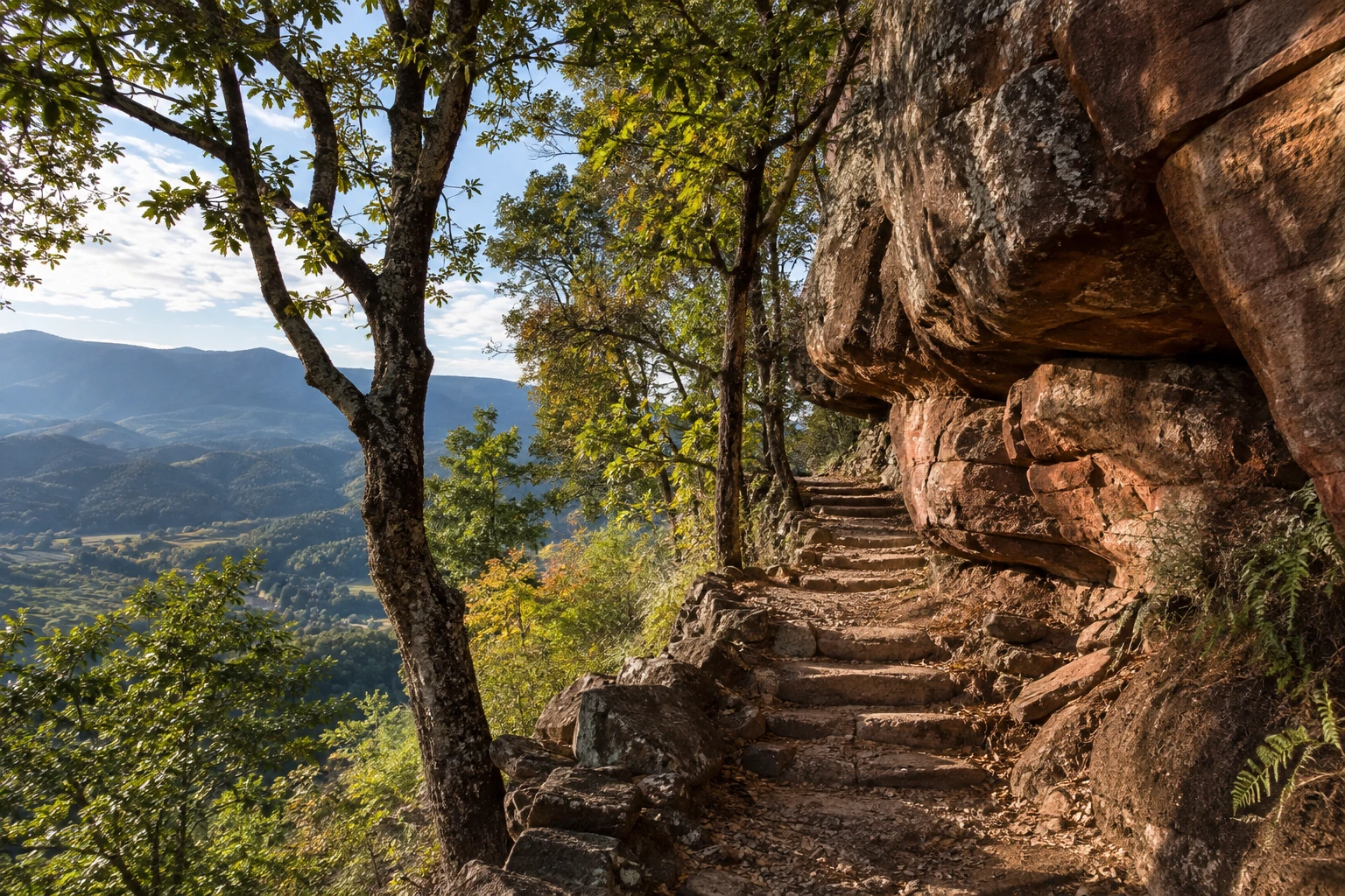 Weathered stone and forest paths in the Shibaoshan area