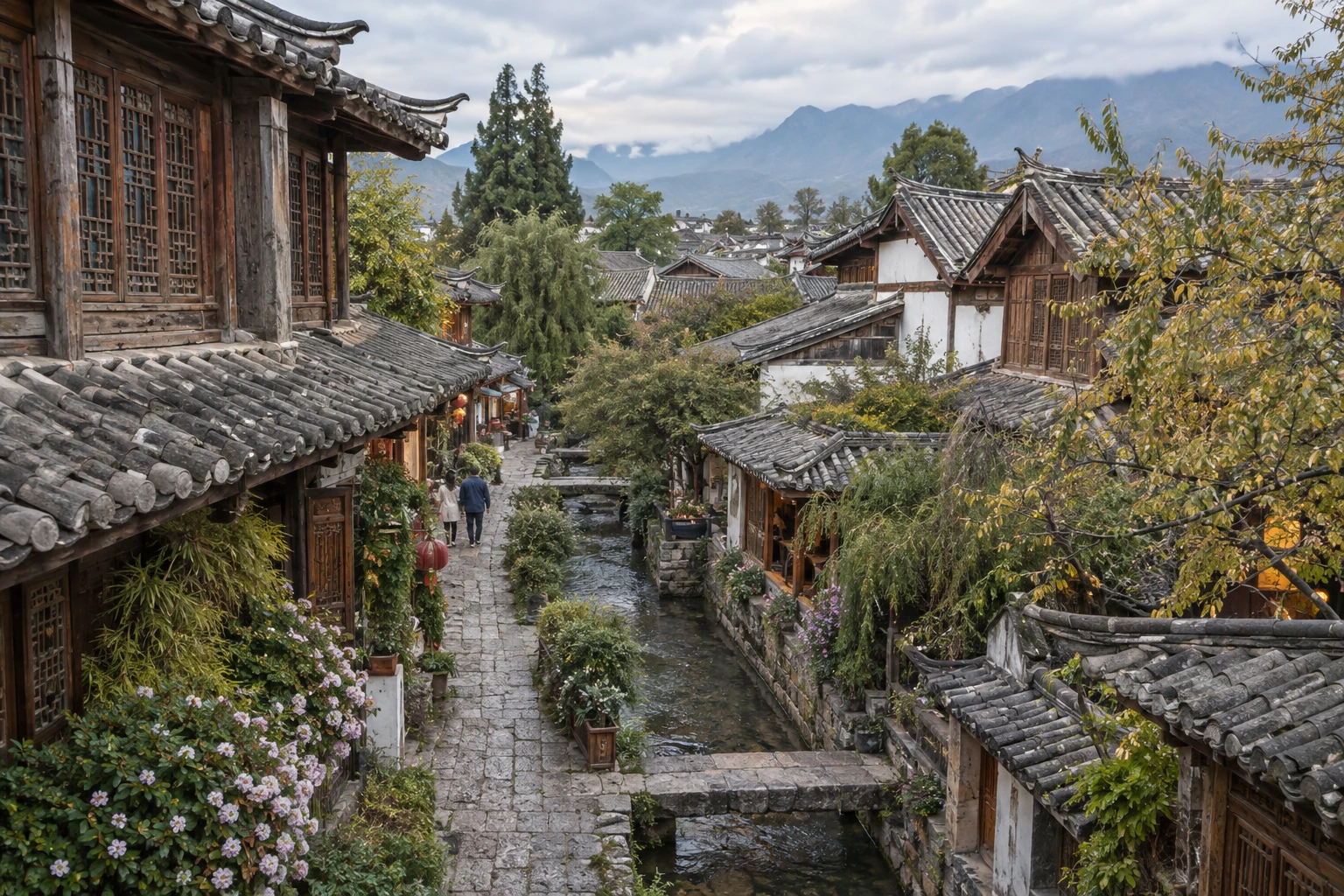 Stone lanes and timber houses in Lijiang