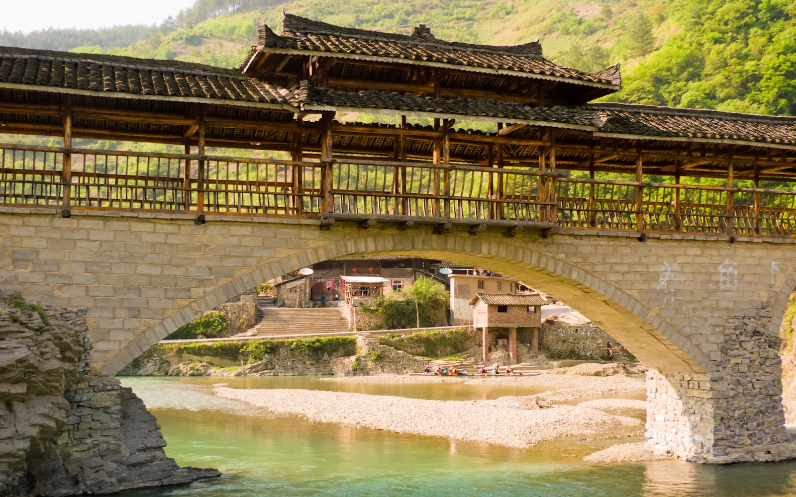 Covered bridge near Shiqiao in Guizhou
