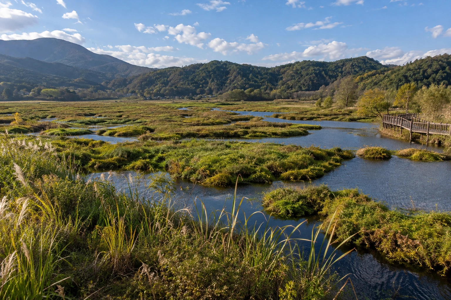 Reeds and open water at Beihai Wetland near Tengchong