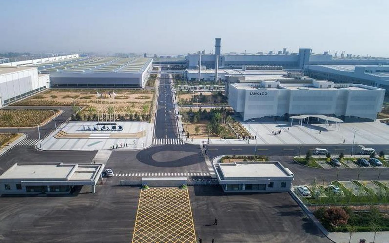 Visitors at an automotive manufacturing site near Ningbo