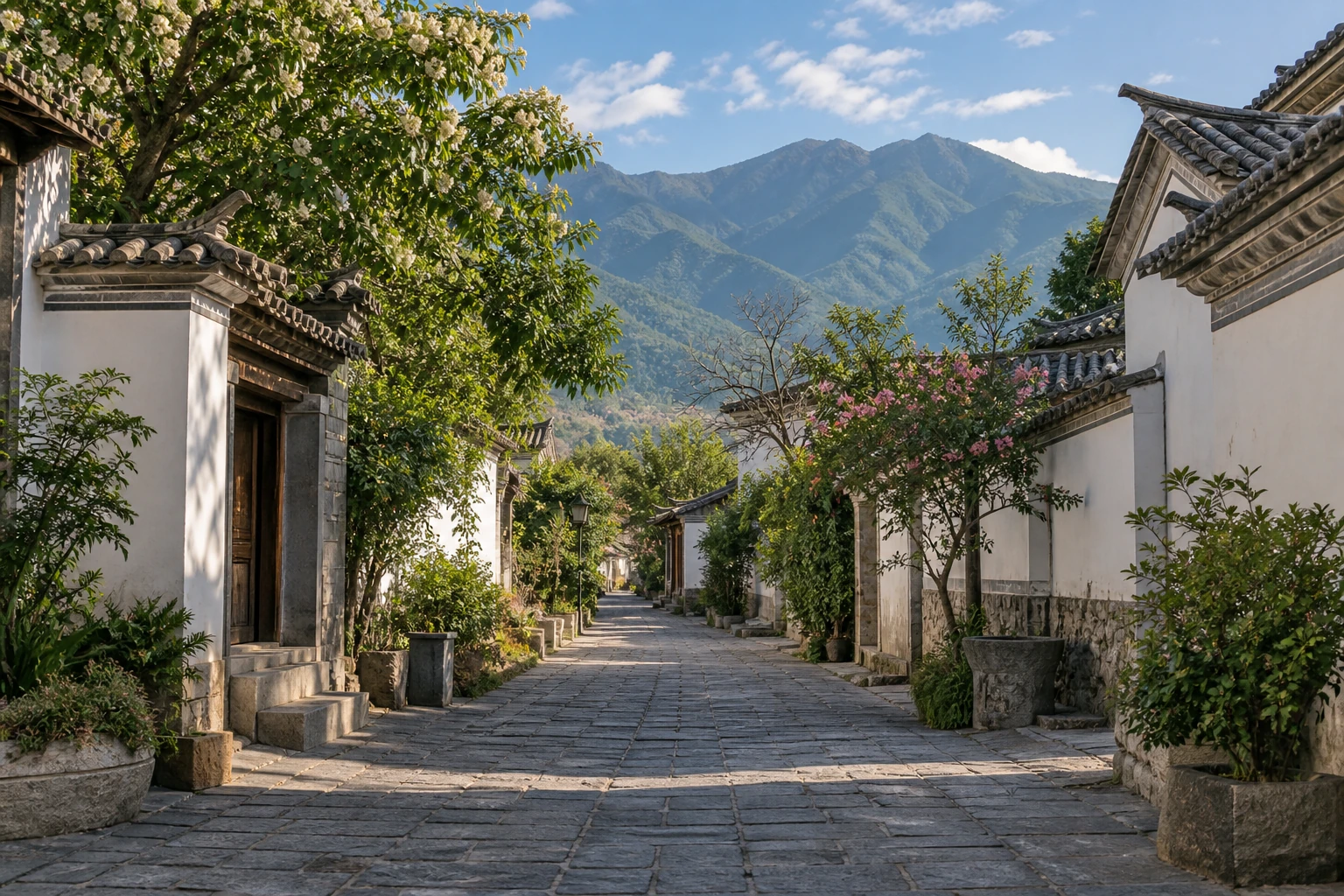 White walls and tiled roofs in Dali Old Town