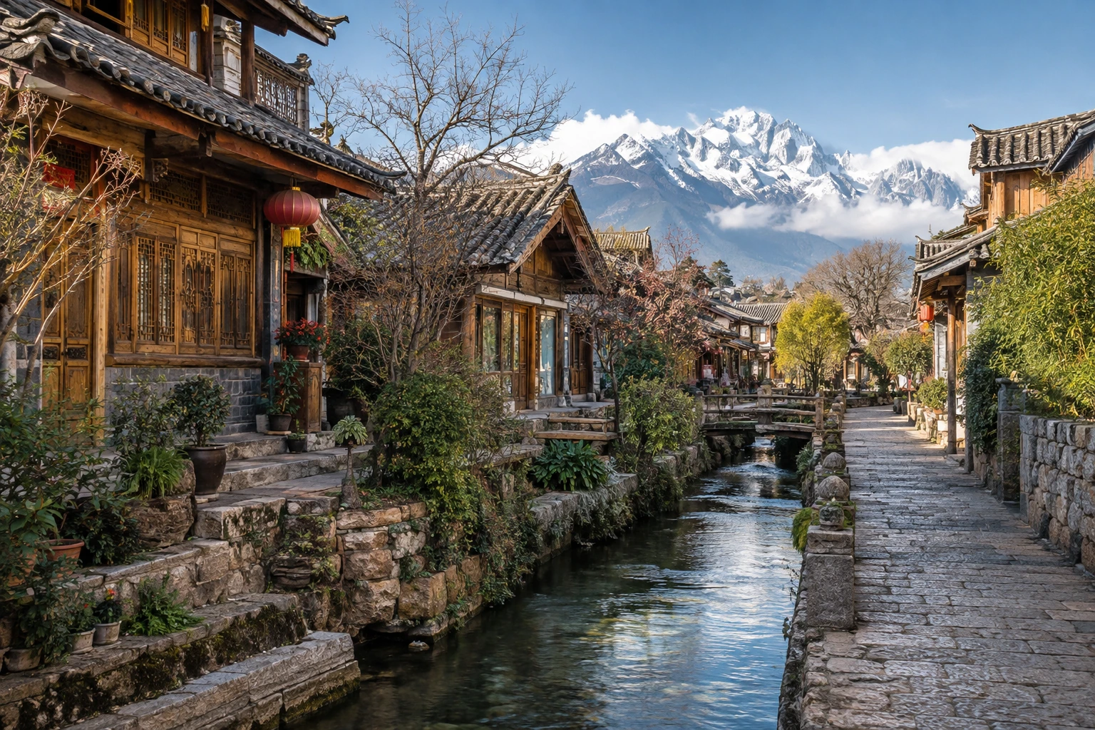 Stone lanes and timber houses in Lijiang