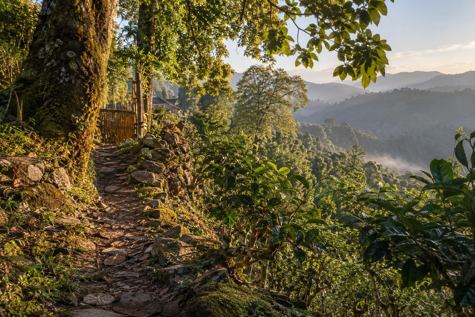 A forest-edge path near Mangjing on Jingmai Mountain