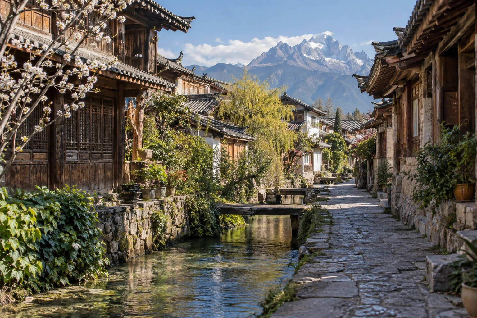 Stone lanes and timber houses in Lijiang