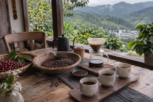 Roasted coffee and a pour-over tasting in Pu’er