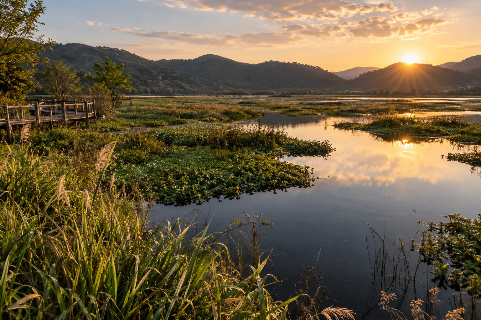 Reeds and open water at Beihai Wetland near Tengchong