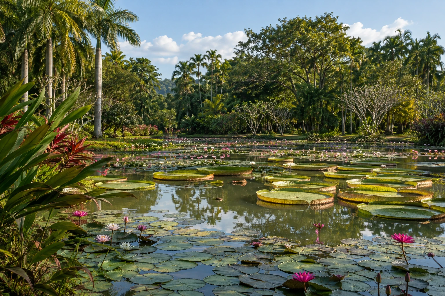 Water lilies in a tropical garden in Xishuangbanna