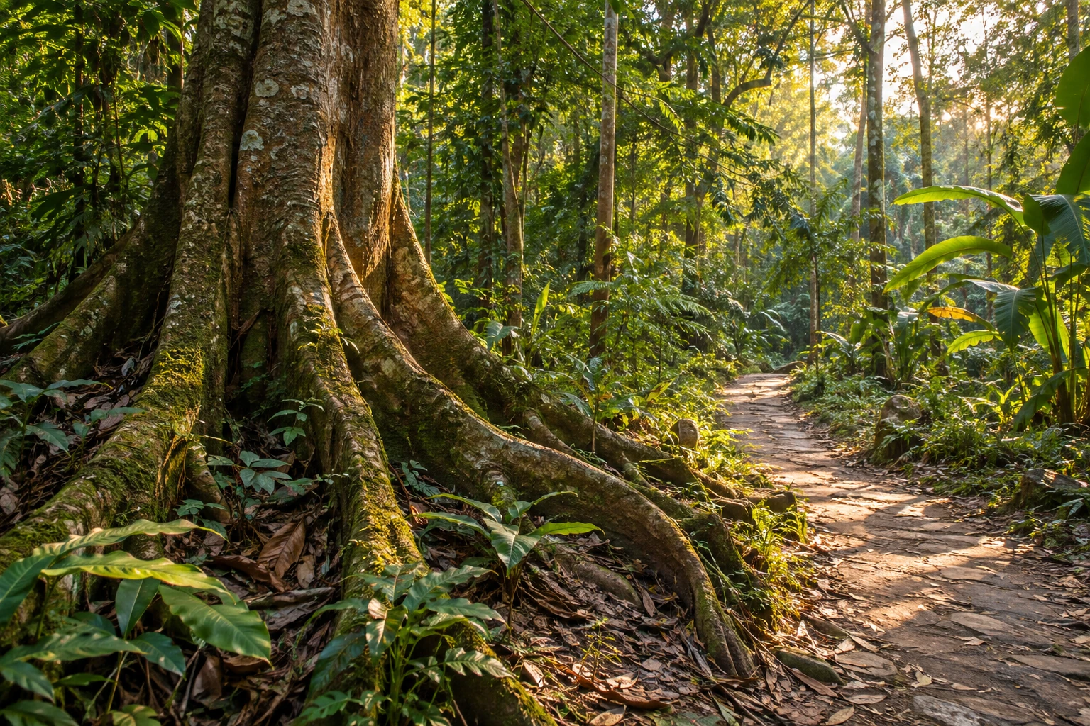 Buttress roots and broadleaf forest in Xishuangbanna