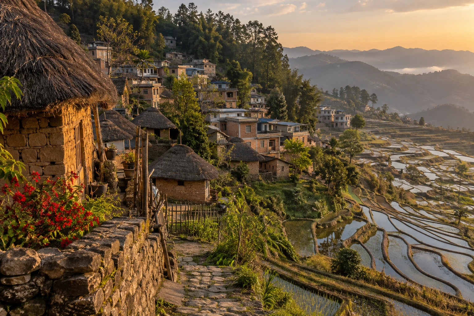 A Hani village above the Yuanyang rice terraces