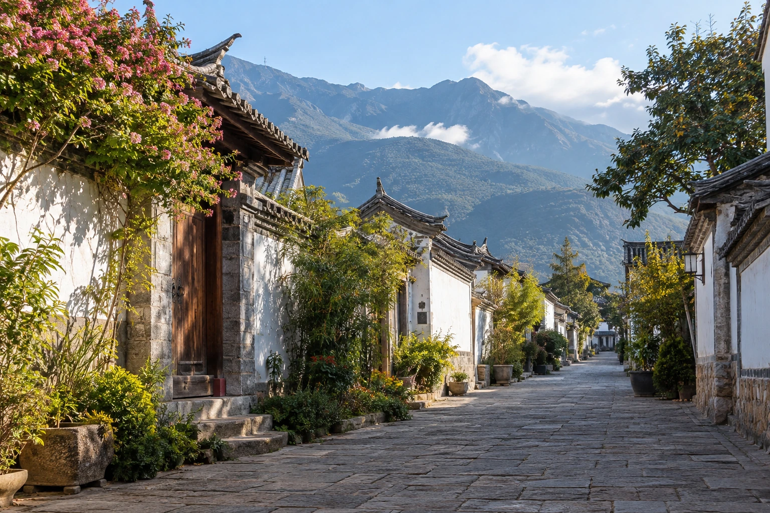 White walls and tiled roofs in Dali Old Town