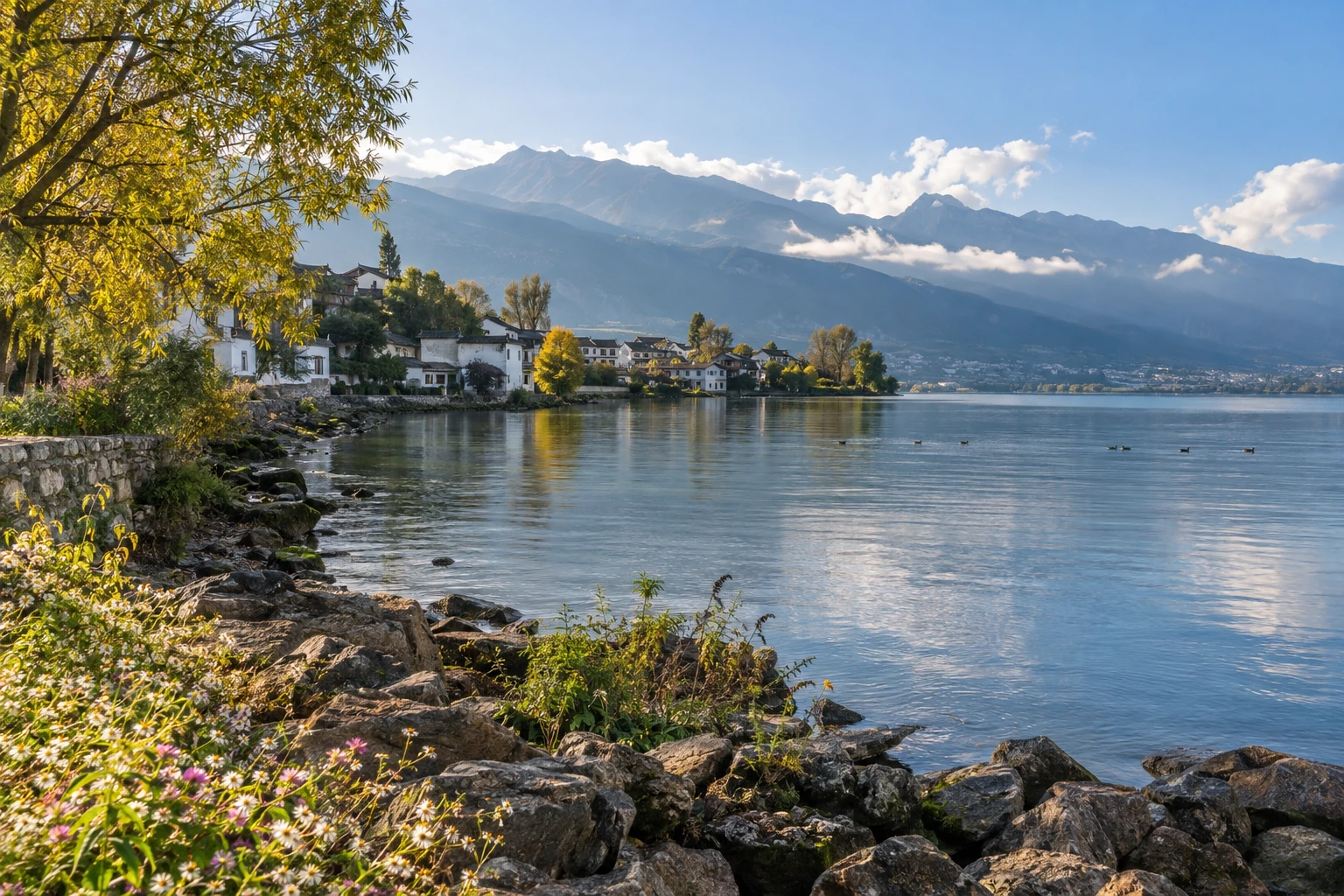 Erhai Lake and the Cangshan foothills in Dali