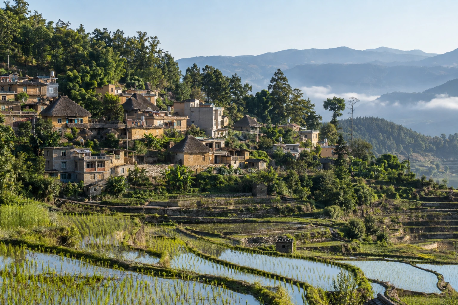 A Hani village above the Yuanyang rice terraces