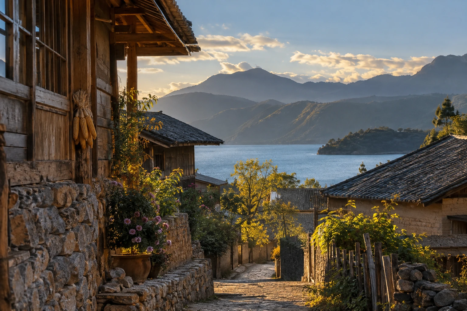 A village lane near the shore of Lugu Lake