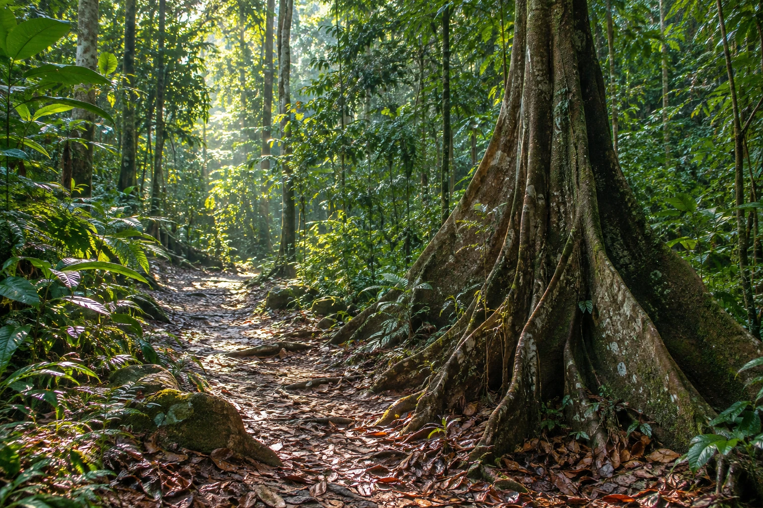 Buttress roots and broadleaf forest in Xishuangbanna