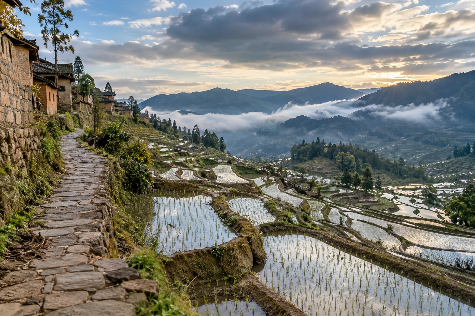 An established path beside Yuanyang’s terraced fields