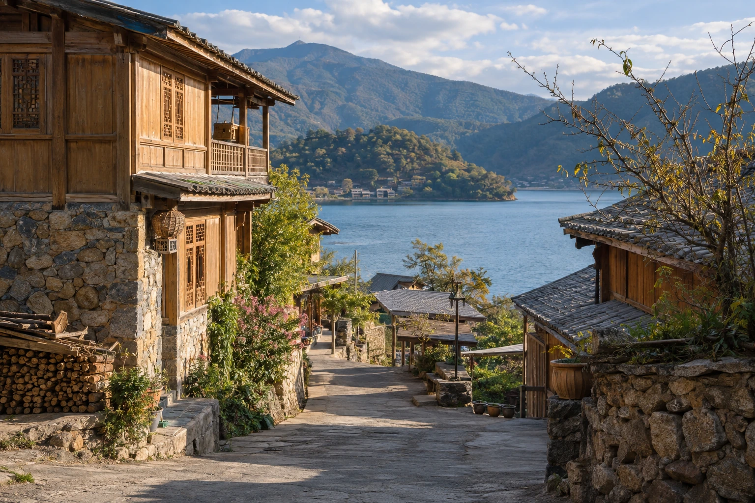 A village lane near the shore of Lugu Lake