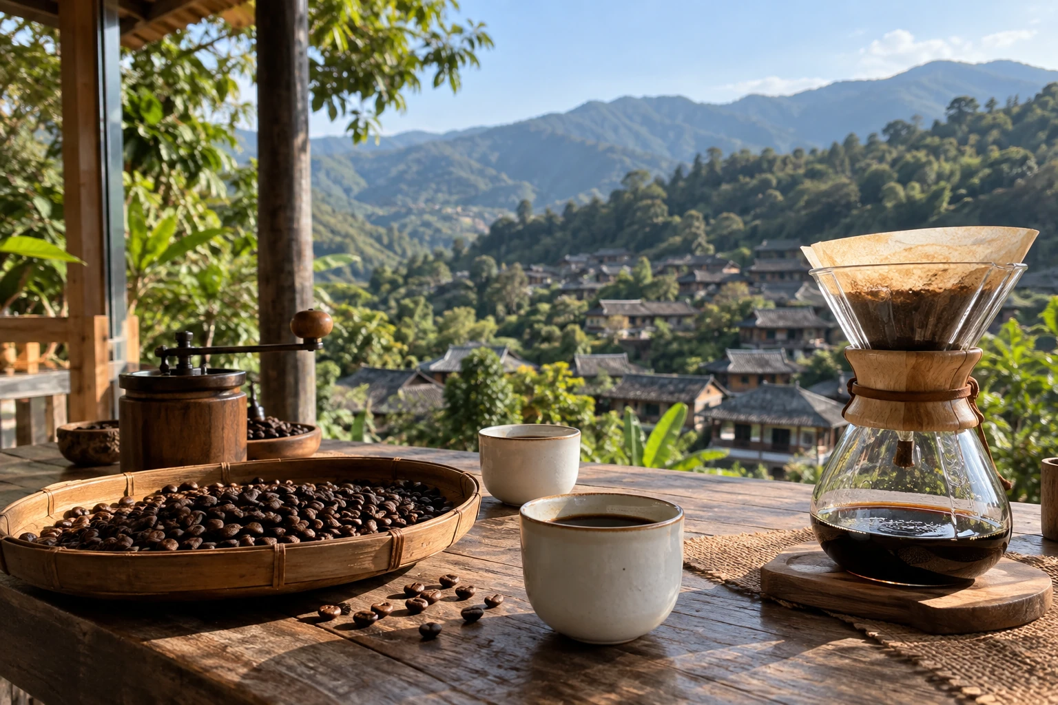 Roasted coffee and a pour-over tasting in Pu’er